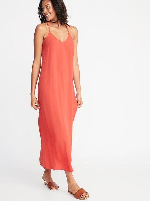 V-neck Maxi Shift Dress For Women