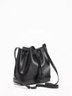 Old Navy Faux Leather Drawstring Bucket Bag For Women - Black