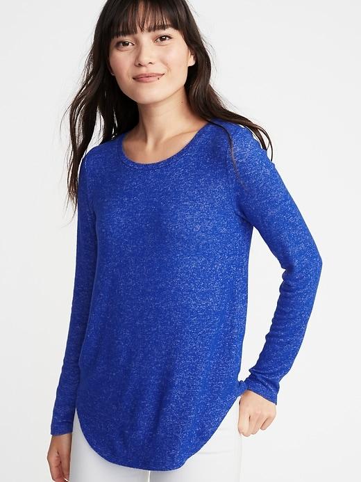 Old Navy Womens Relaxed Plush-knit Tee For Women Cobalt Size Xs