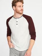 Old Navy Mens Soft-washed Color-blocked Henley For Men On White Heather Size L