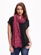 Old Navy Printed Raw Edge Scarf - Burgundy Floral