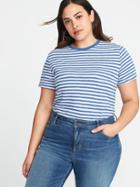 Old Navy Womens Slub-knit Plus-size Everywear Tuck-in Tee Blue Stripe Size 3x