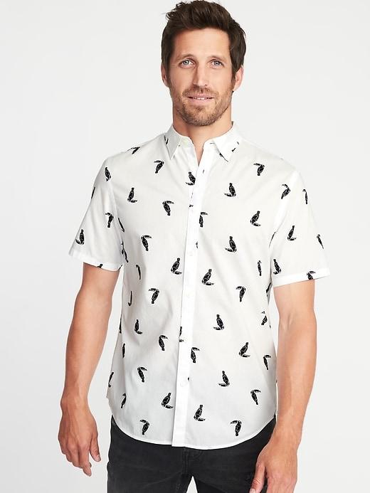 Old Navy Mens Slim-fit Built-in Flex Classic Shirt For Men Toucans Size S