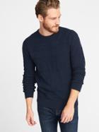 Old Navy Mens Guernsey-knit Crew-neck Sweater For Men Navy Heather Size S