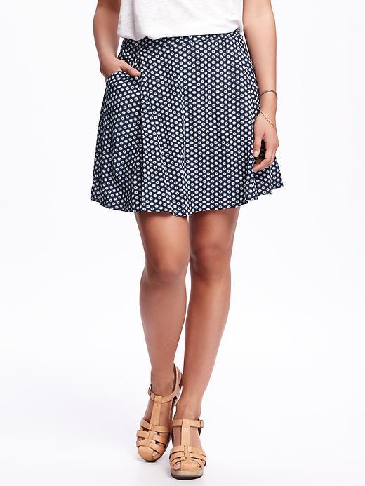 Old Navy Soft Drapey Printed Skirt For Women - Dark Sea Blue Print
