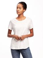 Old Navy Womens Everywear Slub-knit Tee For Women Cream Size L