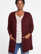 Old Navy Womens Long-line Plus-size Open-front Sweater Wine Heather Size 4x
