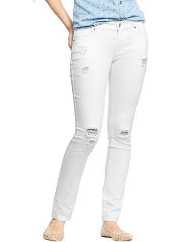 Old Navy Old Navy Womens The Flirt Distressed White Skinny Jeans - Bright White
