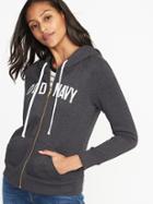 Old Navy Womens Relaxed Logo-graphic Zip Hoodie For Women Charcoal Gray Size Xs