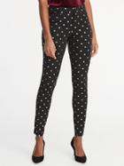 Old Navy Womens Mid-rise Pixie Jacquard Ankle Pants For Women Black/gold Dots Size 14