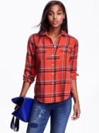 Old Navy Womens Classic Plaid Flannel Shirt Size L Tall - Red Large Plaid