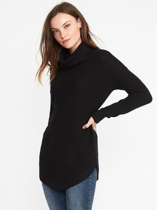 Old Navy Textured Turtleneck Tunic For Women - Black