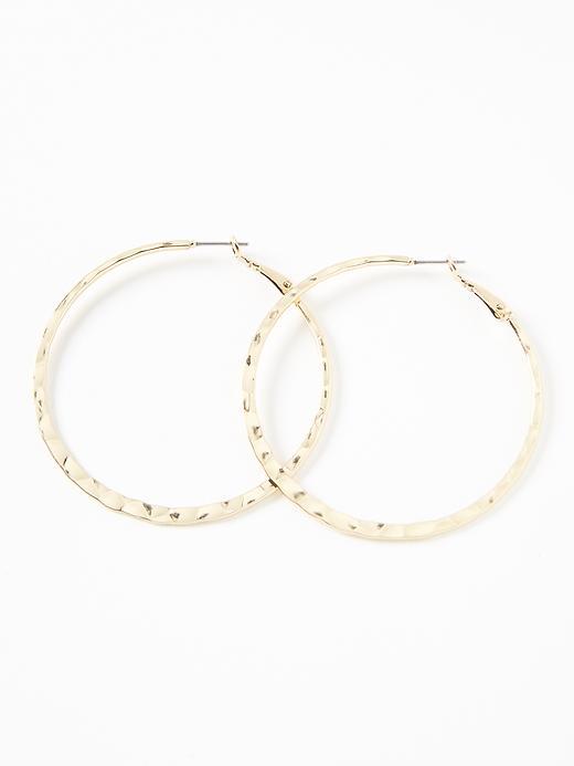 Old Navy Hammered Metal Hoop Earrings For Women - Gold
