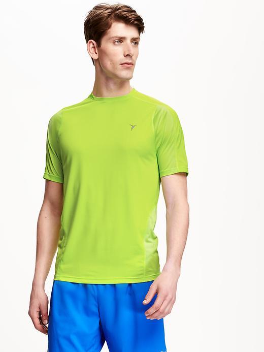 Old Navy Go Dry Cool Micro Texture Performance Tee For Men - Glow Worm Polyester