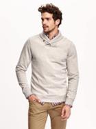 Old Navy Mens Shawl Collar Fleece Pullover - Heather Oatmeal