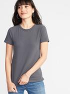 Old Navy Womens Slim-fit Brushed Jersey Tee For Women Graphite Size M