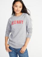 Old Navy Womens Relaxed Logo-graphic Vintage Sweatshirt For Women Light Gray Size S