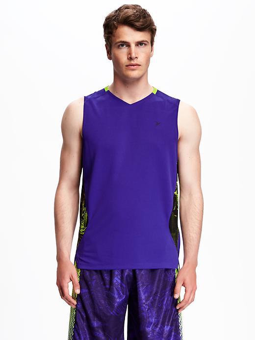 Old Navy Go Dry Mesh Basketball Tank For Men - Dive Bar Polyester
