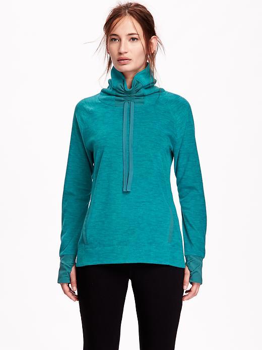Old Navy Ruched Neck Fleece Pullover Size L Tall - Too Teal Polyester