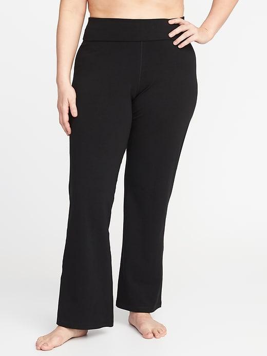 Old Navy Womens Roll-over Plus-size Wide-leg Yoga Pants Black Size 1x