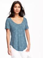 Old Navy Relaxed Curve Hem Tee For Women - Teal Print