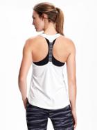Old Navy Go Dry Performance Racerback Elastic Tank For Women - Bright White