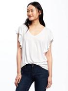 Old Navy Relaxed Ruffle Sleeve Tee For Women - Cream