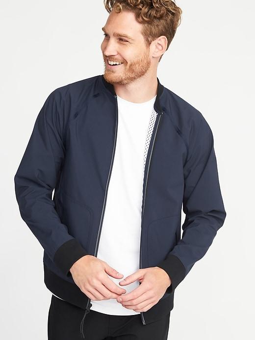 Old Navy Mens Go-h20 Water-resistant Bomber Jacket For Men Navy Blue Size Xxl