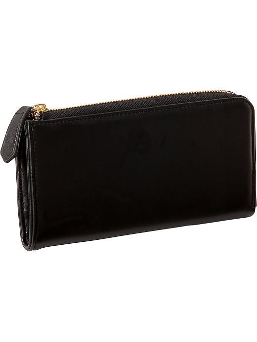 Old Navy Womens Faux Leather Zip Wallet Size One Size - Black