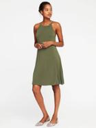 Old Navy High Neck Swing Dress For Women - Green Days