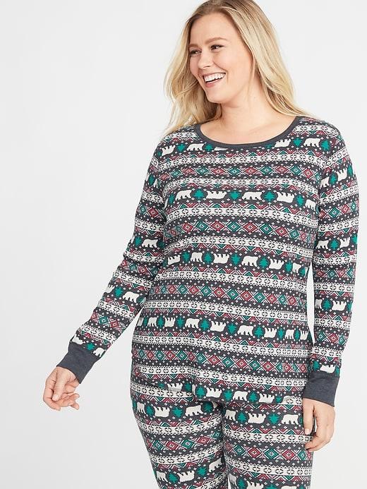 Old Navy Womens Printed Plus-size Thermal Top Multi Fair Isle Size 2x