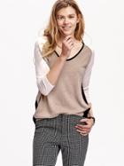 Old Navy Womens 3/4 Sleeved Color Block Sweaters Size L Tall - Black