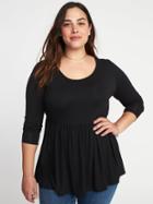 Old Navy Womens Relaxed Jersey Plus-size Peplum-hem Luxe Top Black Size 1x