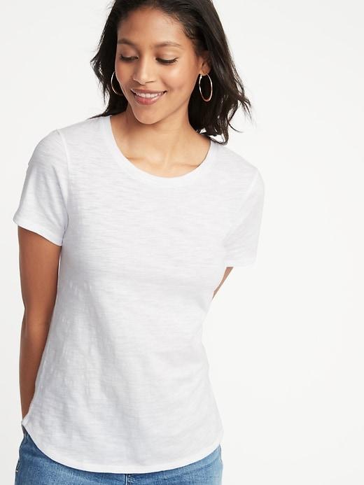 Old Navy Womens Everywear Slub-knit Tee For Women Cream Size Xl