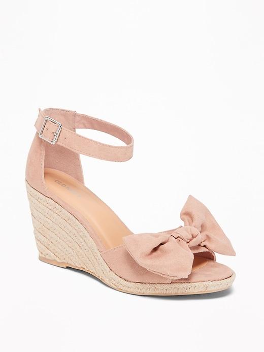 Old Navy Womens Sueded Bow-tie Espadrille Wedges For Women Blush Size 8