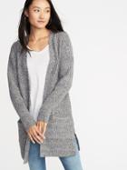 Old Navy Womens Long-line Shaker-stitch Open-front Sweater For Women Grey Marl Size Xl