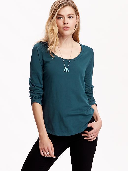 Old Navy Womens Long Sleeve Scoop Neck Tees Size L Tall - Kelp Forest