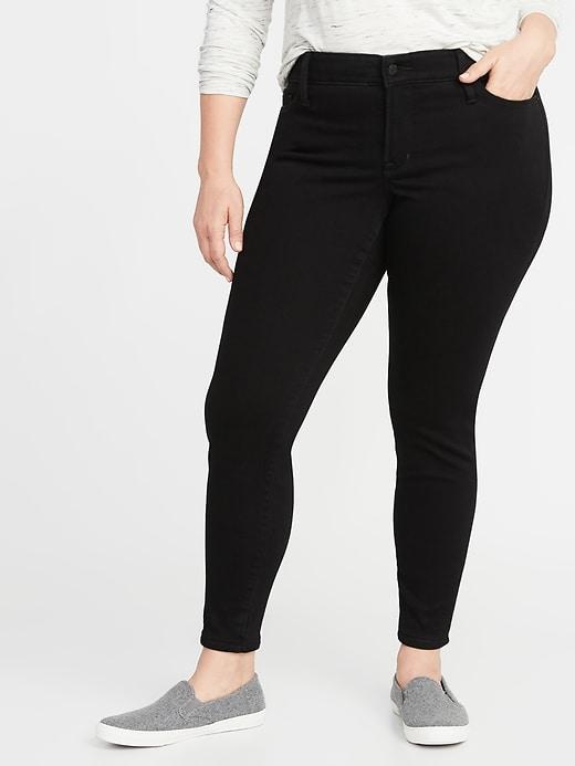 Old Navy Womens High-rise Secret-slim Pockets + Waistband Built-in Warm Rockstar Super Skinny Plus-size Jeans Blackjack Size 16