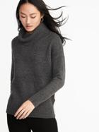 Old Navy Womens Slouchy Garter-stitch Turtleneck Sweater For Women Charcoal Size M