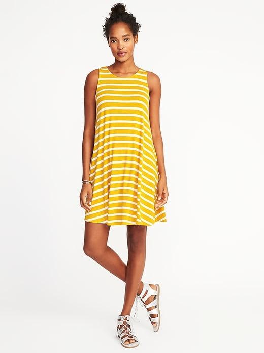 Old Navy Womens Jersey-knit Sleeveless Swing Dress For Women Yellow Stripe Size Xs