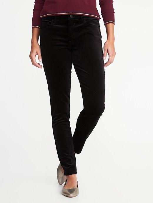 Old Navy Womens Mid-rise Rockstar Super Skinny Velvet Pants Black Size 6
