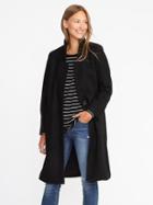 Old Navy Long Wool Blend Coat For Women - Black