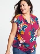 Old Navy Womens Plus-size Split-neck Cocoon Top Purple Floral Size 3x