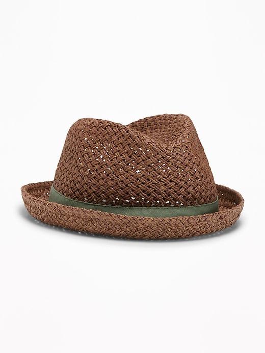 Old Navy Mens Straw Fedora For Men Dark Brown Size L/xl