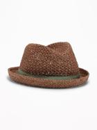 Old Navy Mens Straw Fedora For Men Dark Brown Size L/xl