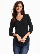 Old Navy V Neck Layering Tee For Women - Black
