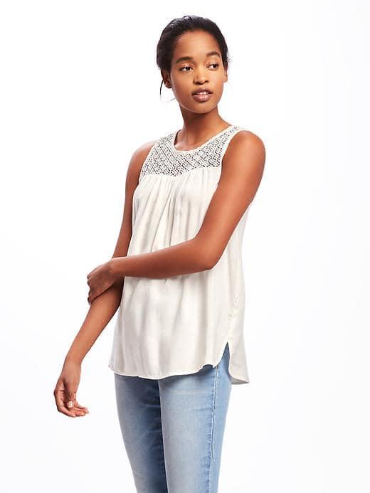 Old Navy Crochet Yoke Tank For Women - Creme De La Creme