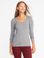 Old Navy Semi Fitted Classic Scoop Neck Tee - Dark Heather Gray