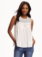 Old Navy Lace Yoke Tank For Women - Whipped Cream