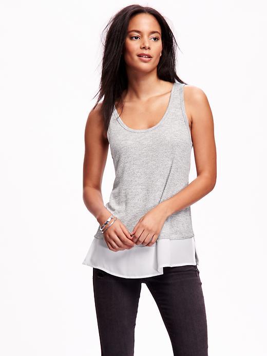 Old Navy Chiffon Hem Sweater Tank - Light Grey Heather